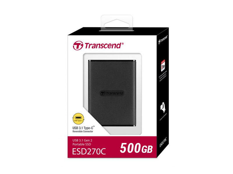 External SSD 2.5 500GB ESD270C TS500GESD270C Transcend USB 3.1 Gen 2, Type C - EXHATS-68