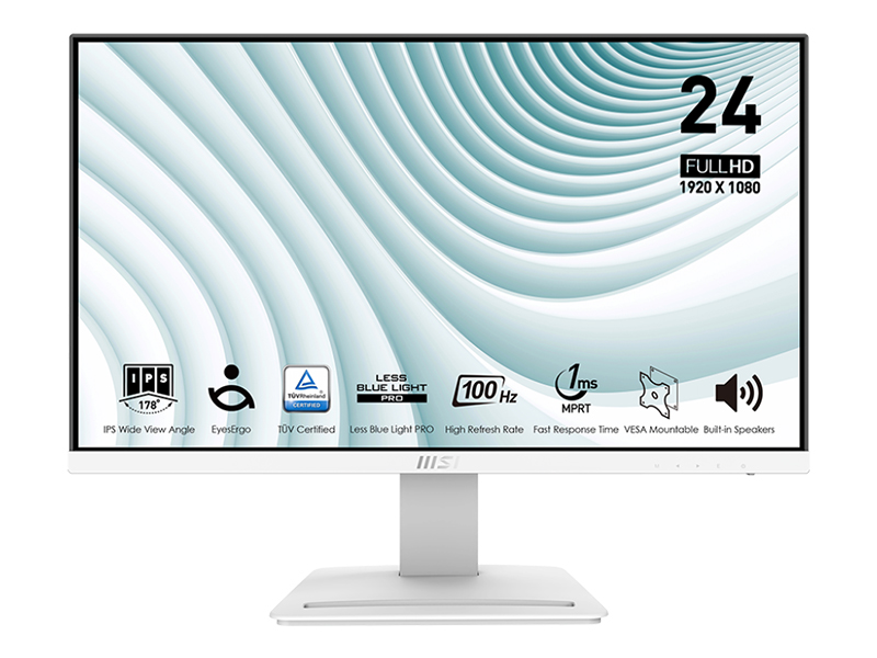 MSI PRO MP243W 23.8-inch FHD (1920 x 1080), 75Hz IPS - (Port: HDMI, DP, Headphone) - 2.95kg  MOMSI-05