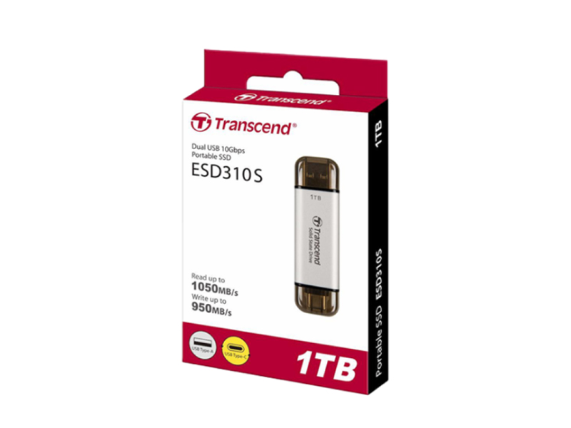 External Transcend SSD 1TB ( ESD310S ) Silver Transcend USB 3.0 Type C/A