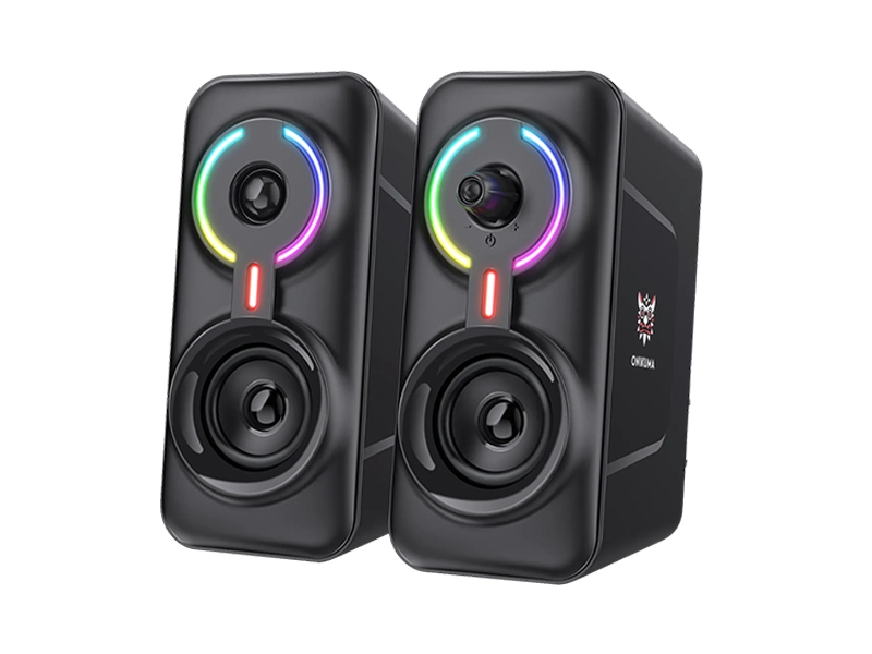 ONIKUMA L6 BT 2.0 Table Colorful LED Light Wired RGB Gaming Computer Speaker (Black)