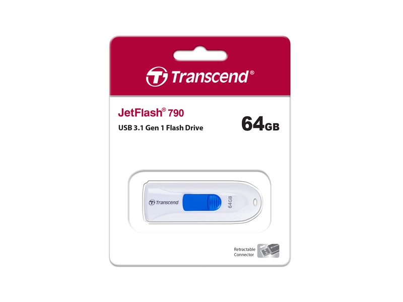 USB Flash Drive Transcend JetFlash 790W 64GB TS64GJF790W USB3.1 (White) at PSC Computer Cambodia