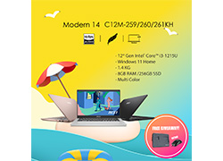 MSI Modern 14 C12M-259KH - Stellar Gray 14-inch FHD-Core i3-1215U-8GB DDR4-UHD Graphic-1.4kg-Win11h-LAMSI-242	