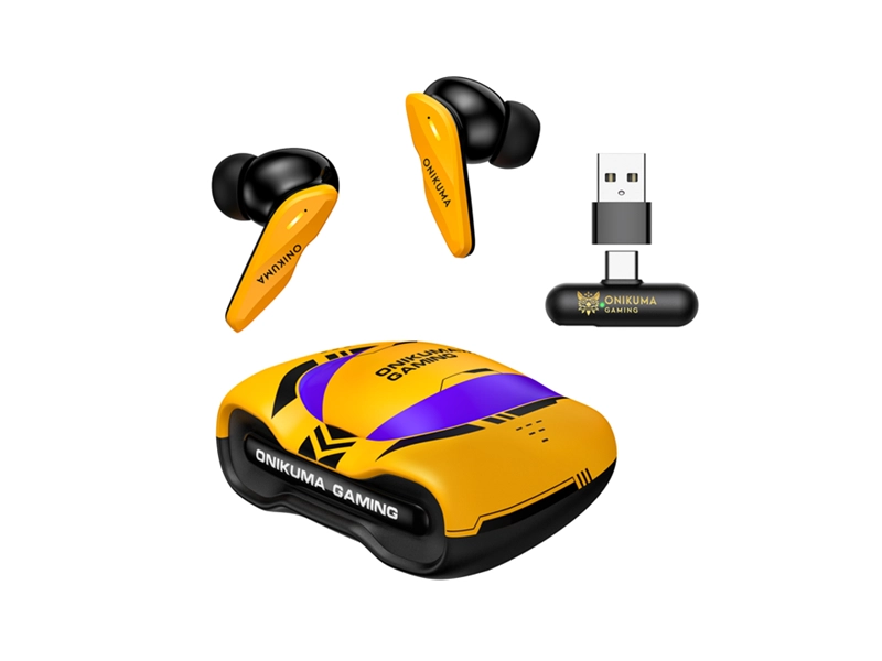 ONIKUMA TX616 Ultra-low Latency ENC 2.4GHz Wireless Earphones (Yellow) at PSC Computer Cambodia